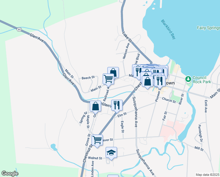 map of restaurants, bars, coffee shops, grocery stores, and more near 207 Main Street in Cooperstown