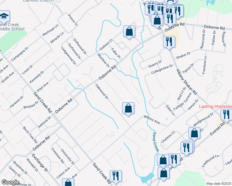 map of restaurants, bars, coffee shops, grocery stores, and more near 14 Nancy Theresa Terrace in Albany