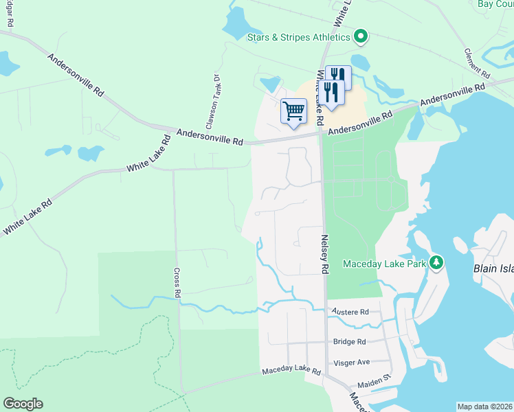 map of restaurants, bars, coffee shops, grocery stores, and more near 7942 Academy in Waterford Township
