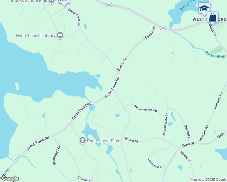 map of restaurants, bars, coffee shops, grocery stores, and more near 29 South Bradford Street in North Andover