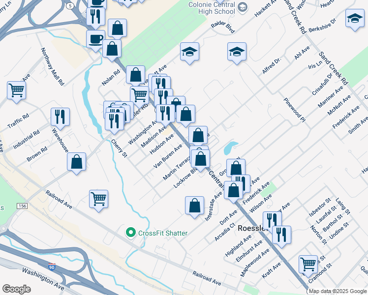 map of restaurants, bars, coffee shops, grocery stores, and more near in Albany County