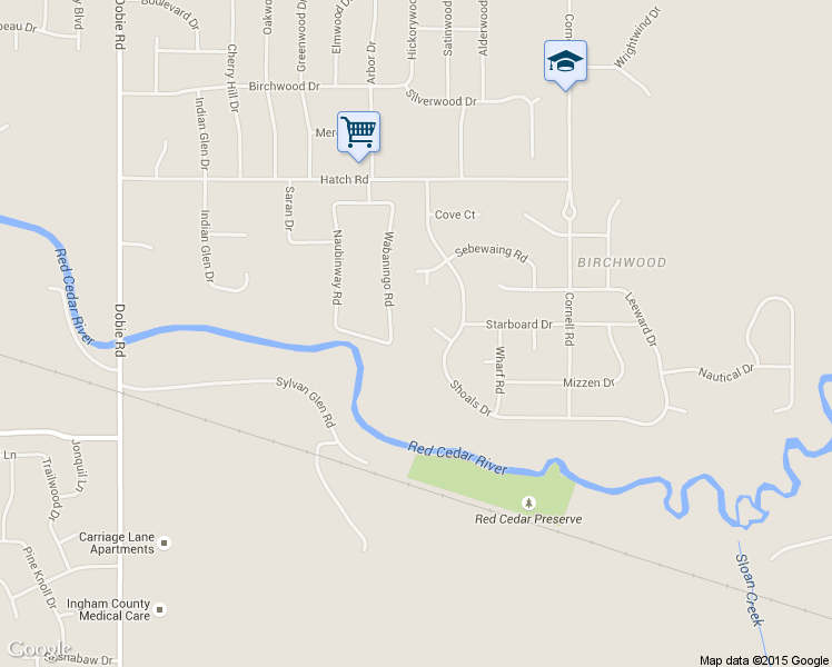 map of restaurants, bars, coffee shops, grocery stores, and more near 1393 Reef Court in Meridian charter Township