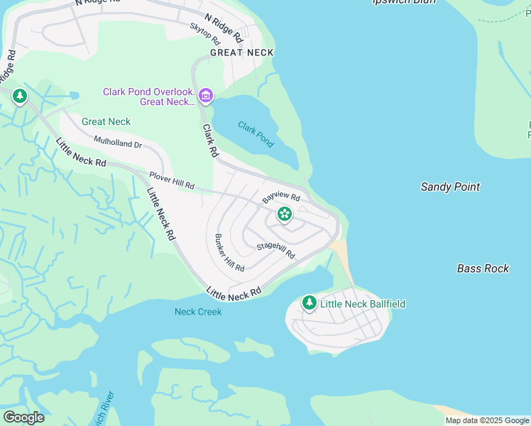 map of restaurants, bars, coffee shops, grocery stores, and more near 24 Capeview Road in Ipswich