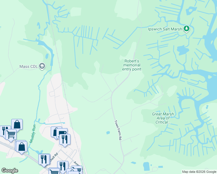 map of restaurants, bars, coffee shops, grocery stores, and more near 1 Ready Marsh Way in Ipswich