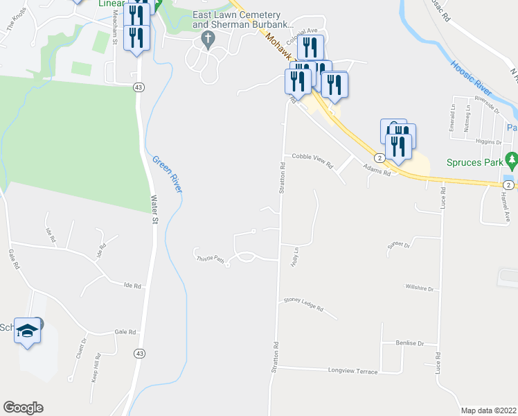 map of restaurants, bars, coffee shops, grocery stores, and more near 48 Lower Windflower Way in Williamstown