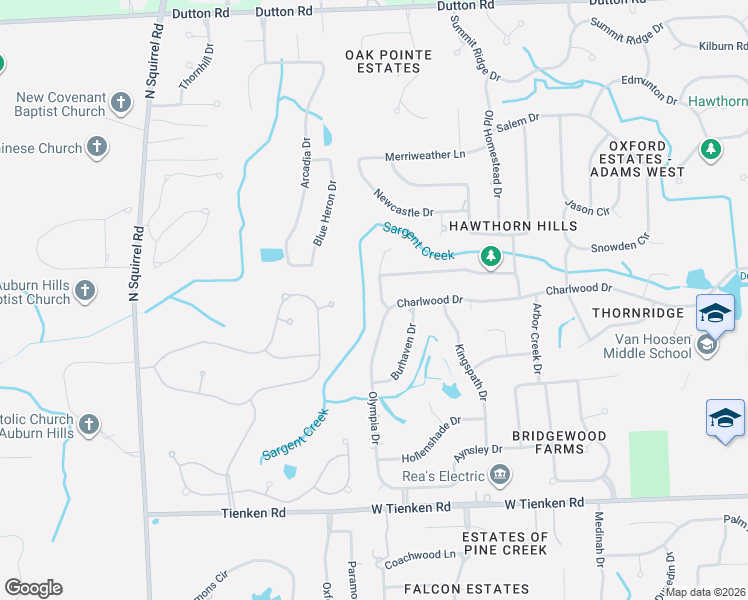 map of restaurants, bars, coffee shops, grocery stores, and more near 1197 Wakefield Court in Rochester Hills