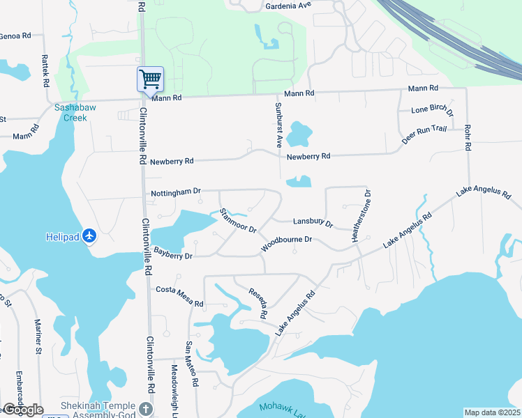 map of restaurants, bars, coffee shops, grocery stores, and more near 4200 Berryhill Court in Waterford Township