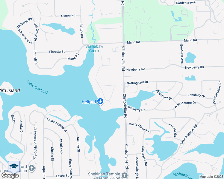map of restaurants, bars, coffee shops, grocery stores, and more near 3153 Celia Dr in Waterford Township