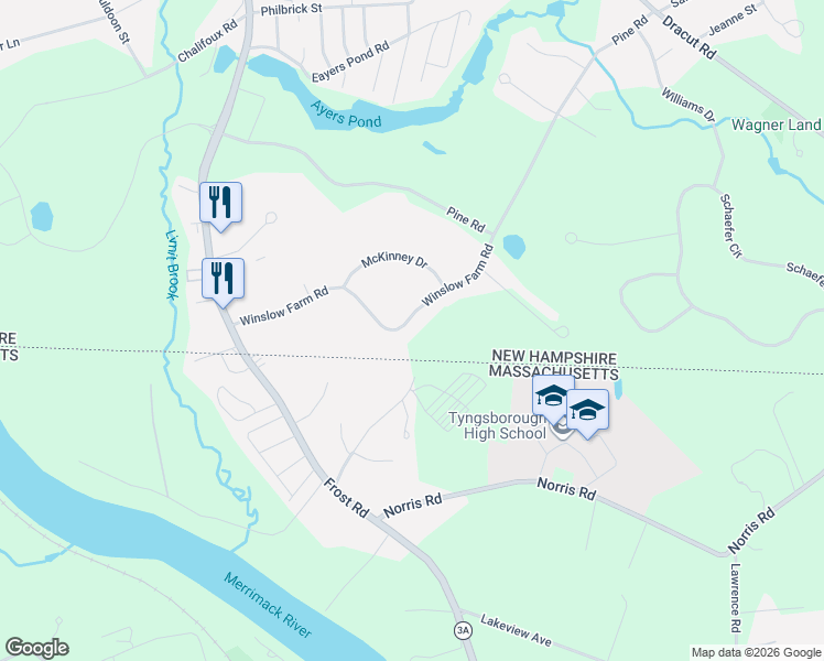 map of restaurants, bars, coffee shops, grocery stores, and more near 29 Winslow Farm Road in Hudson
