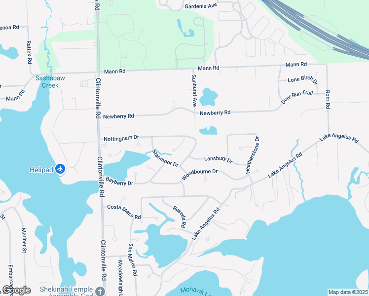map of restaurants, bars, coffee shops, grocery stores, and more near 4200 Berryhill Court in Waterford Township