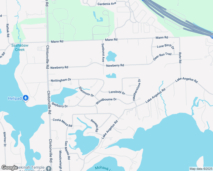 map of restaurants, bars, coffee shops, grocery stores, and more near 4202 Sunburst Ave in Waterford Township