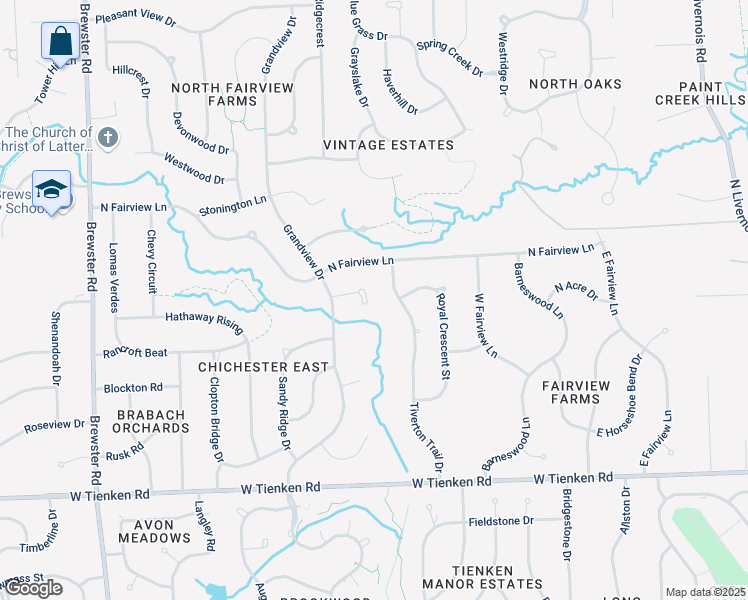 map of restaurants, bars, coffee shops, grocery stores, and more near 1912 Clear Point Court in Rochester Hills