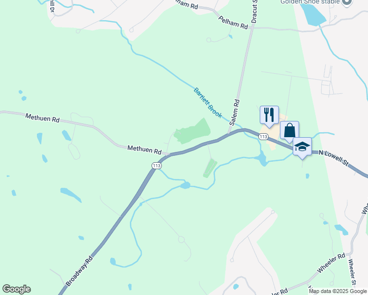 map of restaurants, bars, coffee shops, grocery stores, and more near 1276 Broadway Road in Dracut