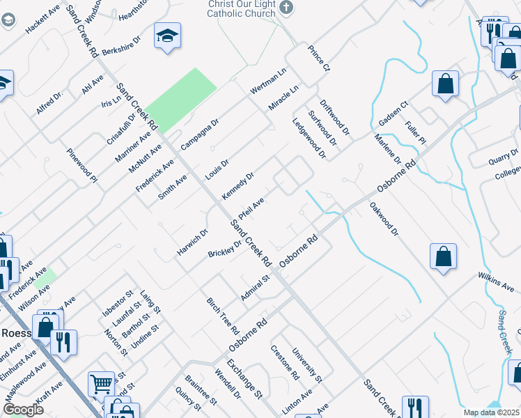 map of restaurants, bars, coffee shops, grocery stores, and more near 241 Sand Creek Road in Albany
