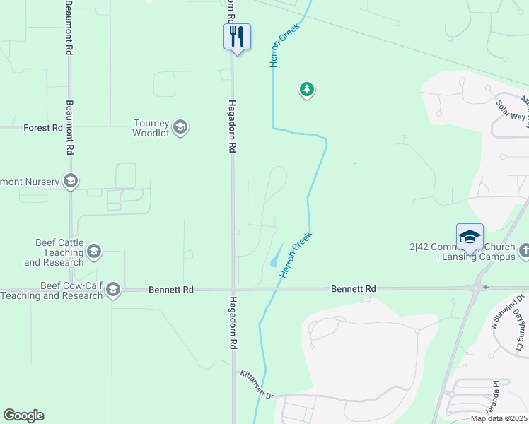 map of restaurants, bars, coffee shops, grocery stores, and more near 4036 Hagadorn Rd in Lansing