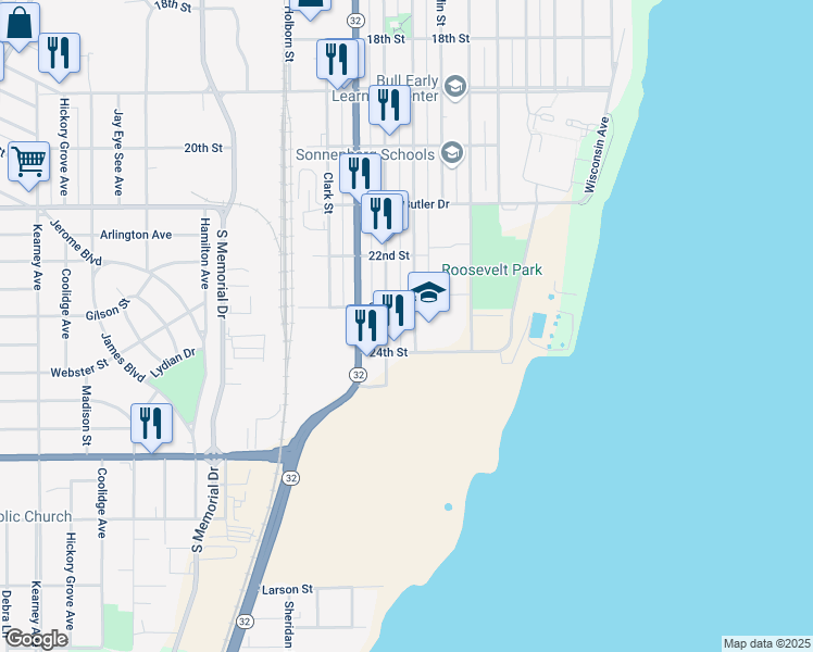 map of restaurants, bars, coffee shops, grocery stores, and more near 2327 Mead Street in Mount Pleasant