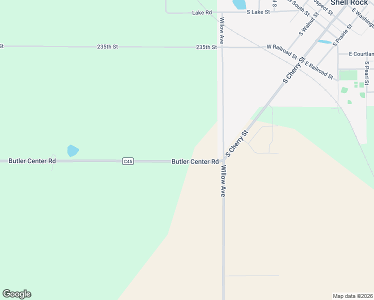 map of restaurants, bars, coffee shops, grocery stores, and more near 31227-31299 Butler Center Road in Shell Rock