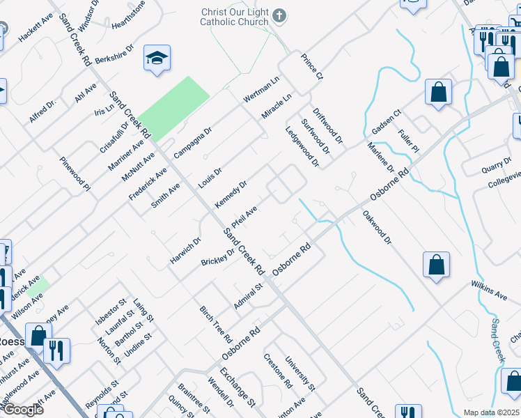 map of restaurants, bars, coffee shops, grocery stores, and more near 19 Pfeil Avenue in Albany