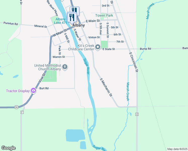 map of restaurants, bars, coffee shops, grocery stores, and more near 417 South Mechanic Street in Albany