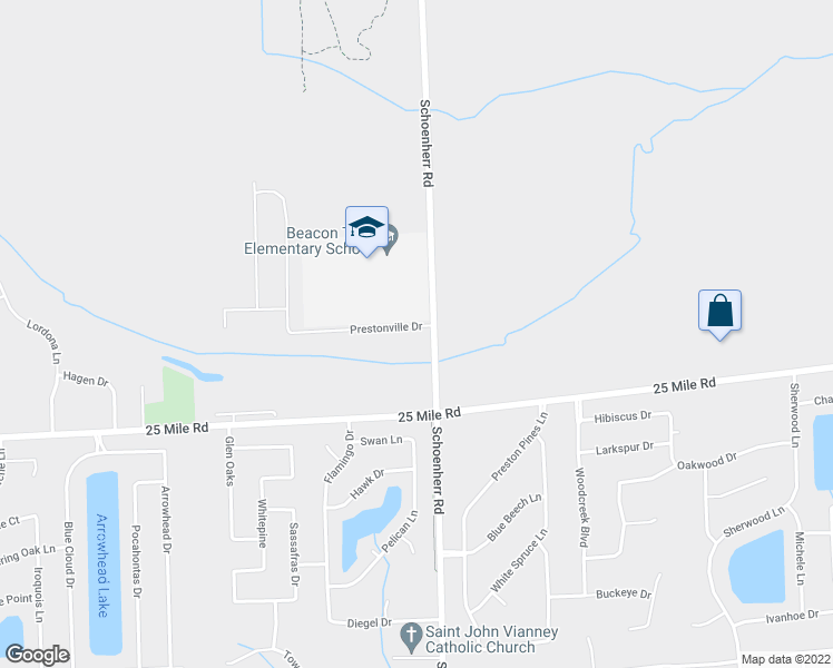 map of restaurants, bars, coffee shops, grocery stores, and more near 55885 Schoenherr Road in Shelby Charter Township