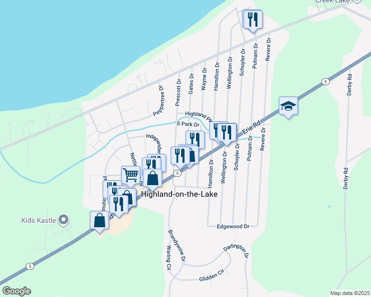 map of restaurants, bars, coffee shops, grocery stores, and more near 6799 Prescott Drive in Derby