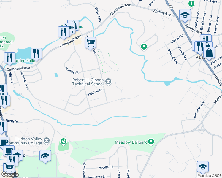 map of restaurants, bars, coffee shops, grocery stores, and more near 35 Colleen Road in Troy