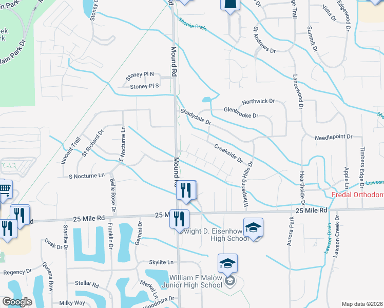 map of restaurants, bars, coffee shops, grocery stores, and more near 6179 Windemere Drive in Utica