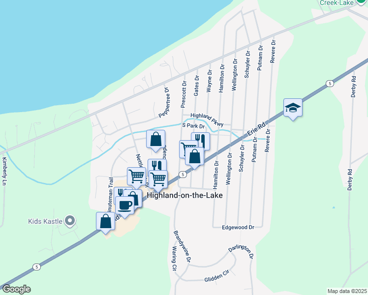 map of restaurants, bars, coffee shops, grocery stores, and more near 6799 Prescott Drive in Derby