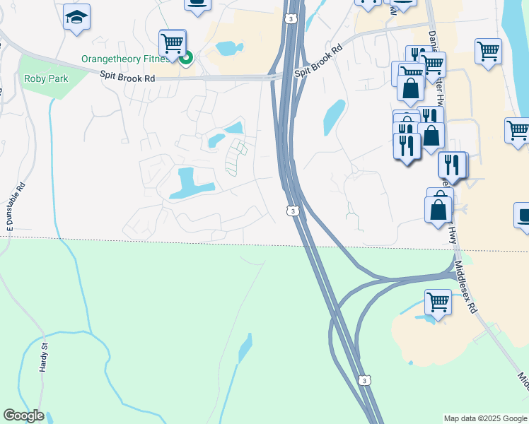 map of restaurants, bars, coffee shops, grocery stores, and more near 7 Strawberry Bank Road in Nashua
