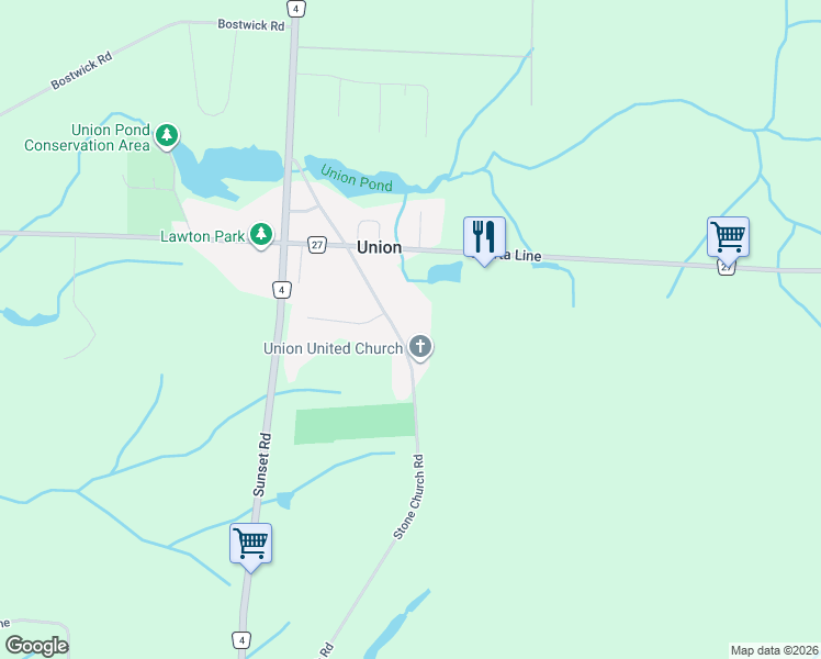 map of restaurants, bars, coffee shops, grocery stores, and more near 6040 Stone Church Road in Union