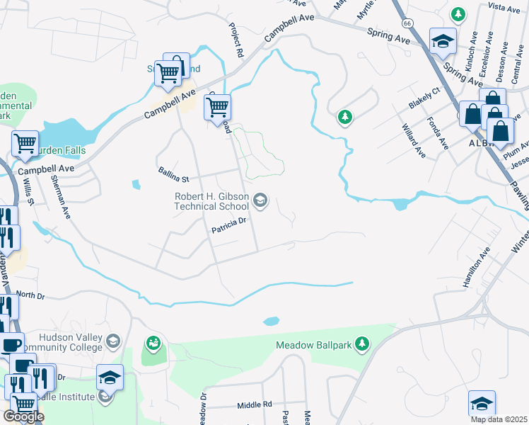 map of restaurants, bars, coffee shops, grocery stores, and more near 35 Colleen Road in Troy