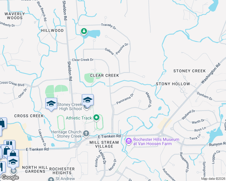 map of restaurants, bars, coffee shops, grocery stores, and more near 963 Majestic Drive in Rochester Hills
