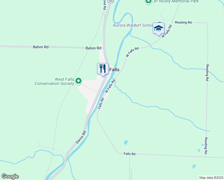 map of restaurants, bars, coffee shops, grocery stores, and more near 764 West Falls Road in West Falls