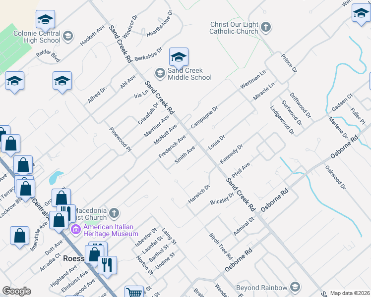 map of restaurants, bars, coffee shops, grocery stores, and more near 15 Smith Avenue in Albany