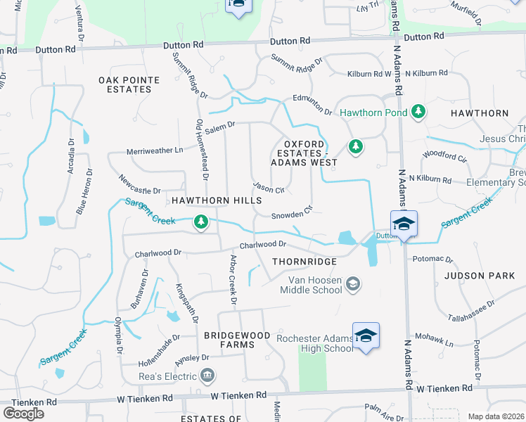 map of restaurants, bars, coffee shops, grocery stores, and more near 1695 Snowden Circle in Rochester Hills