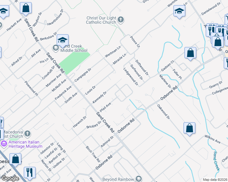 map of restaurants, bars, coffee shops, grocery stores, and more near 28 Pfeil Avenue in Albany