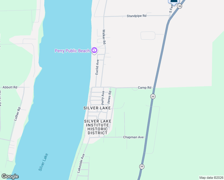 map of restaurants, bars, coffee shops, grocery stores, and more near 6994 Camp Road in Perry