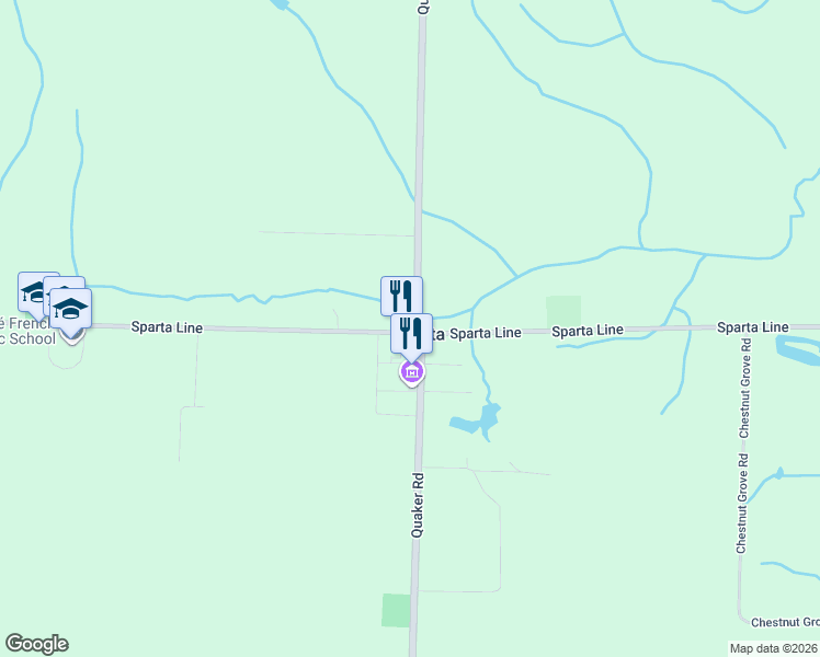 map of restaurants, bars, coffee shops, grocery stores, and more near 46342 Sparta Line in Sparta