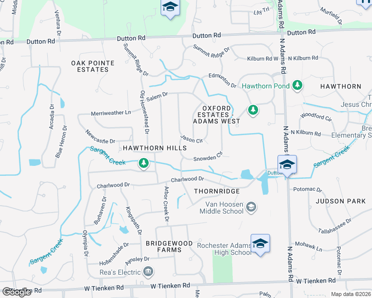 map of restaurants, bars, coffee shops, grocery stores, and more near 1695 Snowden Circle in Rochester Hills