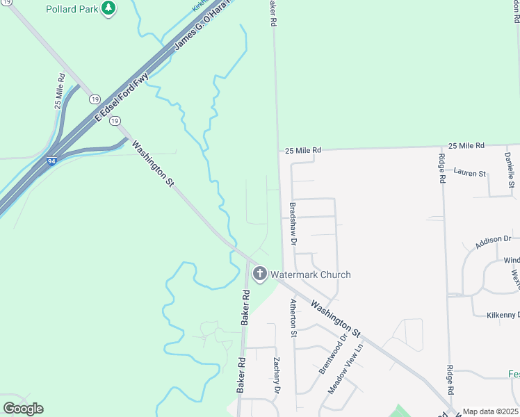 map of restaurants, bars, coffee shops, grocery stores, and more near 54160 Washington Street in Chesterfield