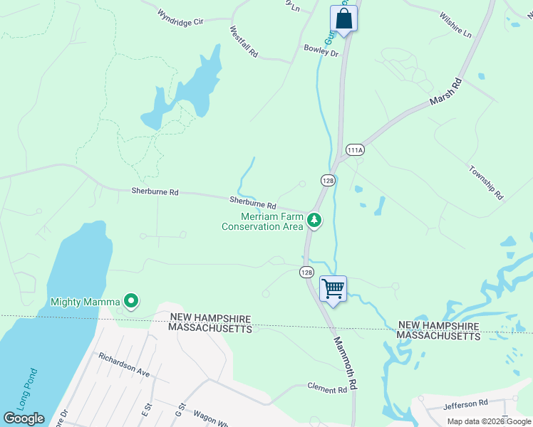 map of restaurants, bars, coffee shops, grocery stores, and more near 27 Sherburne Road in Pelham