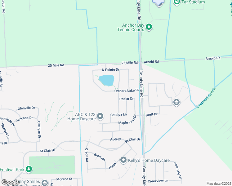 map of restaurants, bars, coffee shops, grocery stores, and more near 36636 Orchard Lake Drive in New Baltimore