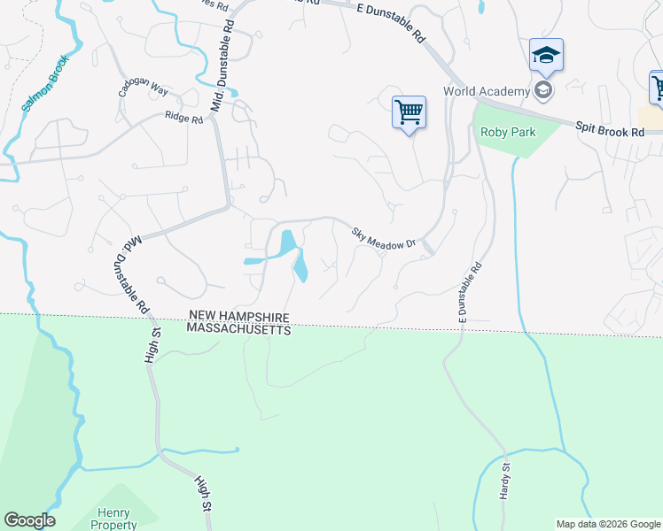 map of restaurants, bars, coffee shops, grocery stores, and more near 9 Gilboa Lane in Nashua