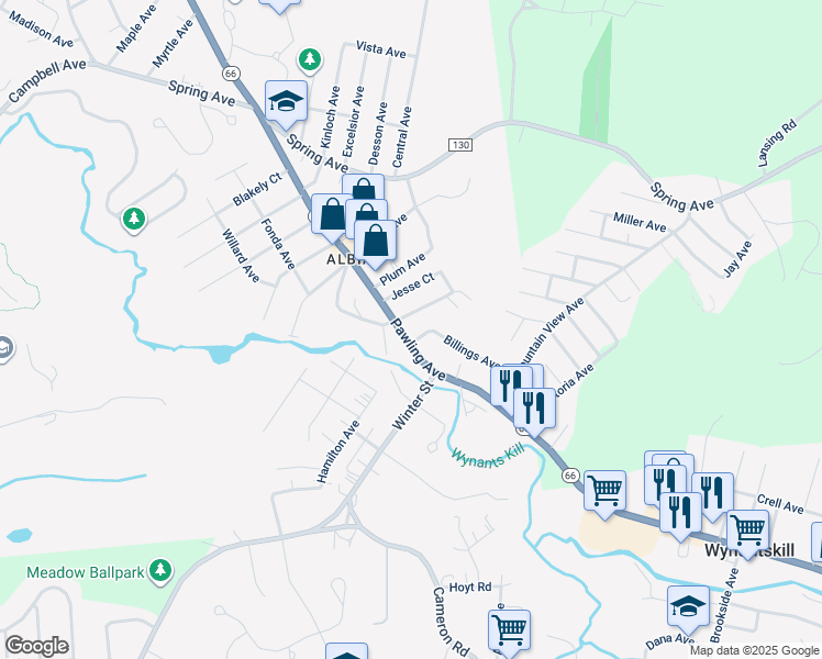 map of restaurants, bars, coffee shops, grocery stores, and more near 651 Pawling Avenue in Troy