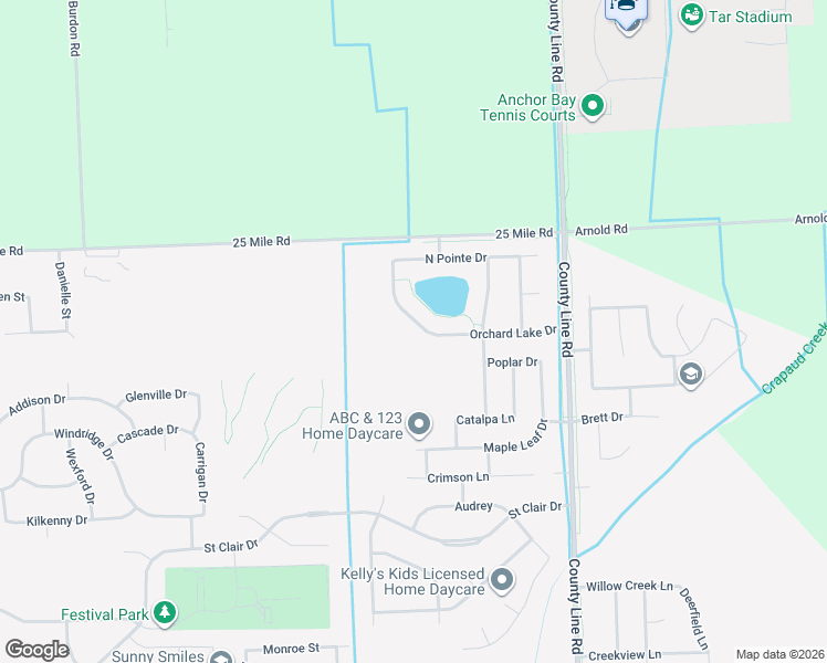 map of restaurants, bars, coffee shops, grocery stores, and more near 36476 Orchard Lake Drive in New Baltimore