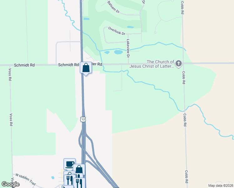 map of restaurants, bars, coffee shops, grocery stores, and more near N5827 Oak Creek Dr in Elkhorn