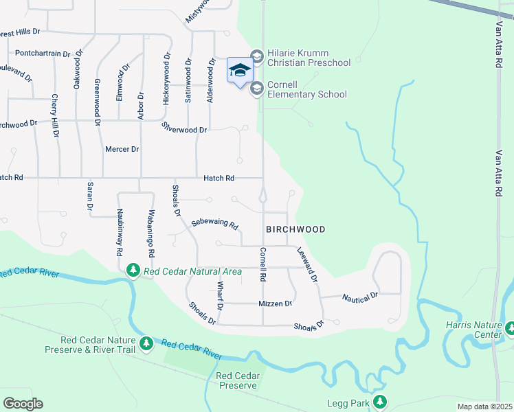 map of restaurants, bars, coffee shops, grocery stores, and more near 4185 Cornell Road in Meridian charter Township
