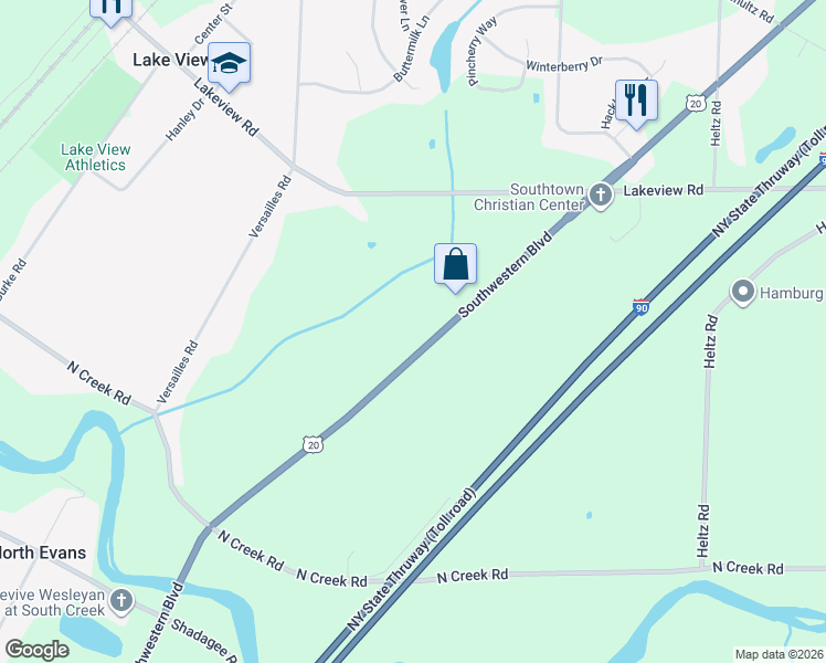 map of restaurants, bars, coffee shops, grocery stores, and more near 6764 Southwestern Boulevard in Lake View