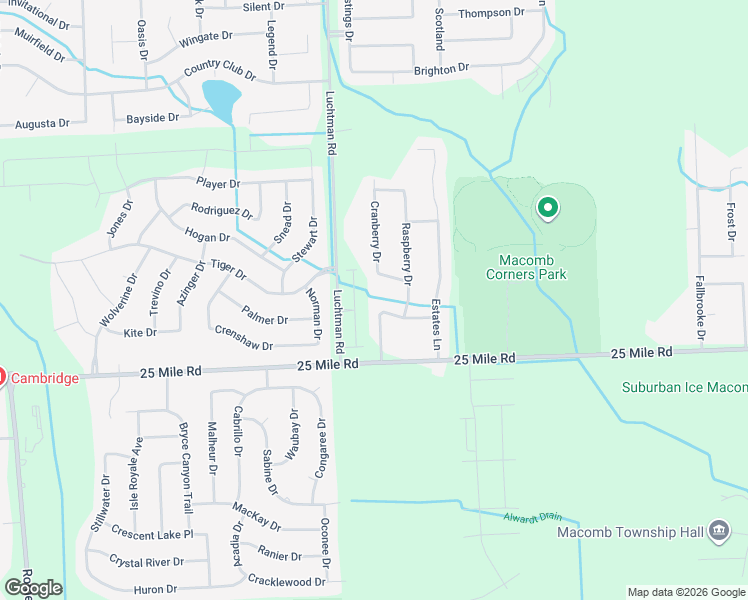 map of restaurants, bars, coffee shops, grocery stores, and more near 55173 Huckleberry Dr in Macomb