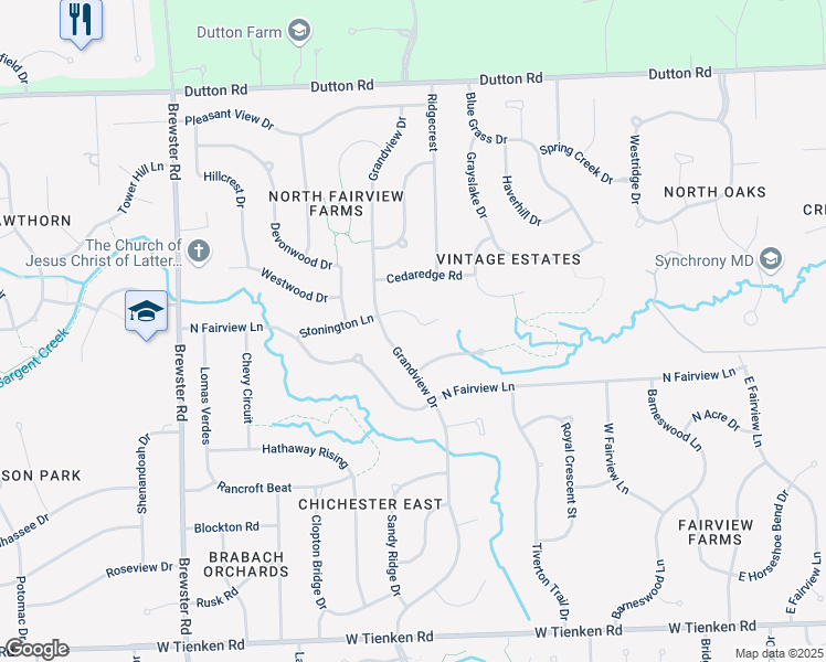 map of restaurants, bars, coffee shops, grocery stores, and more near 1991 Stonington Court in Rochester Hills